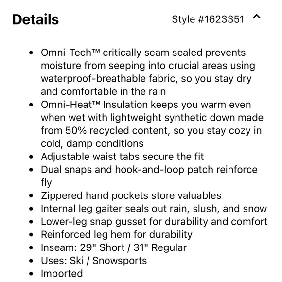 Columbia Bugaboo Omni-Heat Insulated Pants - Picture 8 of 9